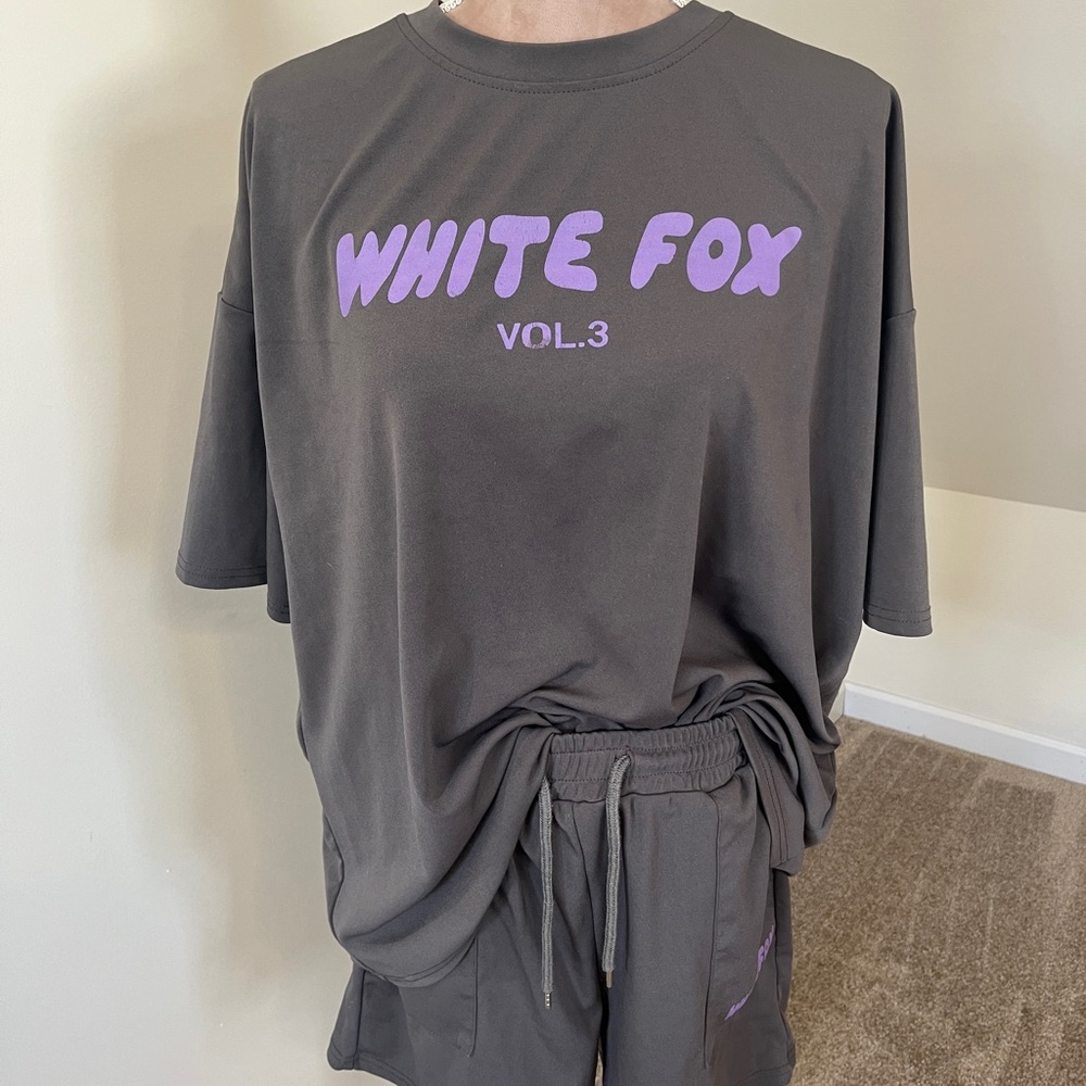 Women’s Matching Set Stretchy Elastic High Waisted Gray Athletic Shorts